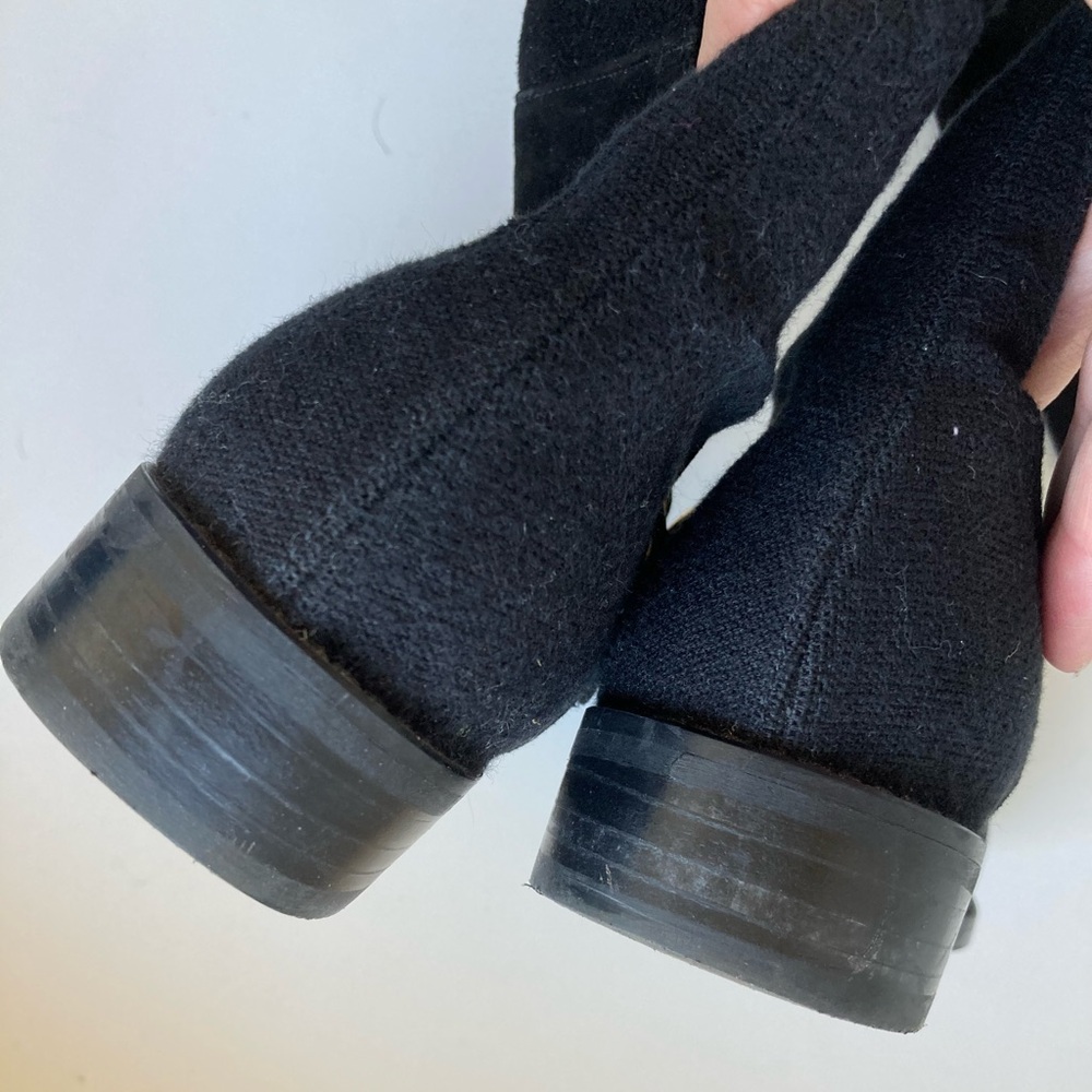 Stuart Weitzman Black Over-the-Knee Suede Boots with Gold Accent - Picture 13 of 16